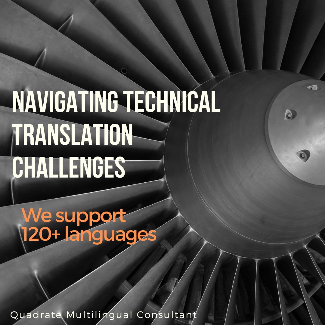 An image of a propeller with the text: Navigating technical Translation challenges