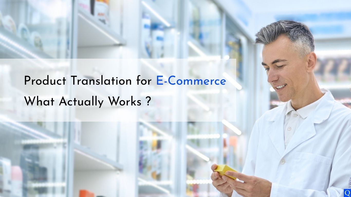 A man seeing a product with translated label on the product package