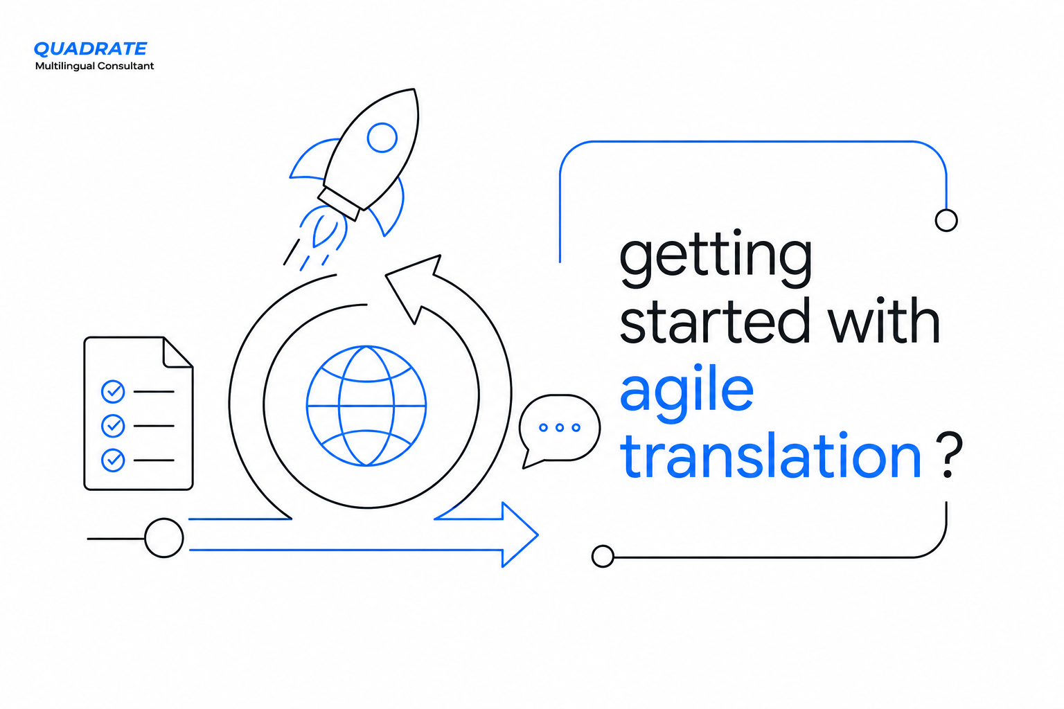 Getting Started with Agile Translation Getting started with agile translation illustration with a rocket launching from a localization cycle, representing faster global content delivery